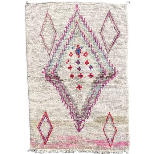 White and pink Berber carpet Boujaad