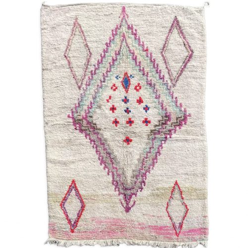 Tapis Berbere Boujaad blanc et rose