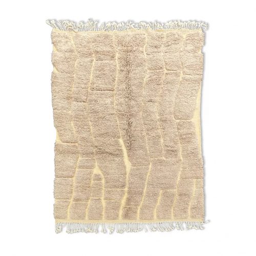 Tapis Berbere MArocain Beige Shaggy, Motif Uni