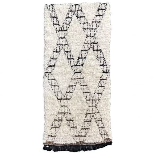 Beni Ouarain Vintage Black and White Berber Carpet