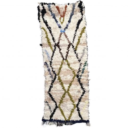Berber carpet Azilal Vintage, Beige and Black.