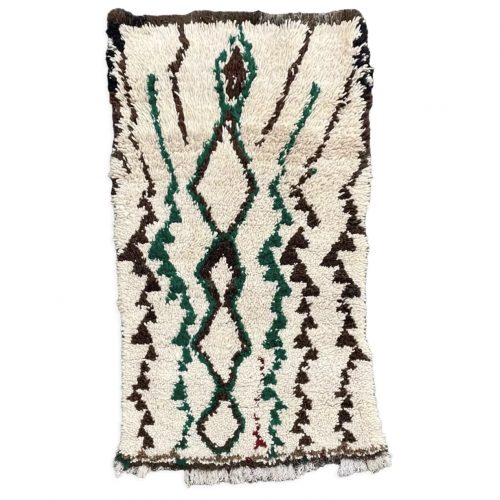 Azilal Berber carpet, black Moroccan patterns on an ecru background