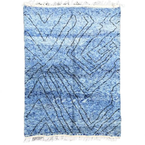 Tapis Berbere Moderne, Tribus Beni Ouarain, Couleur bleue