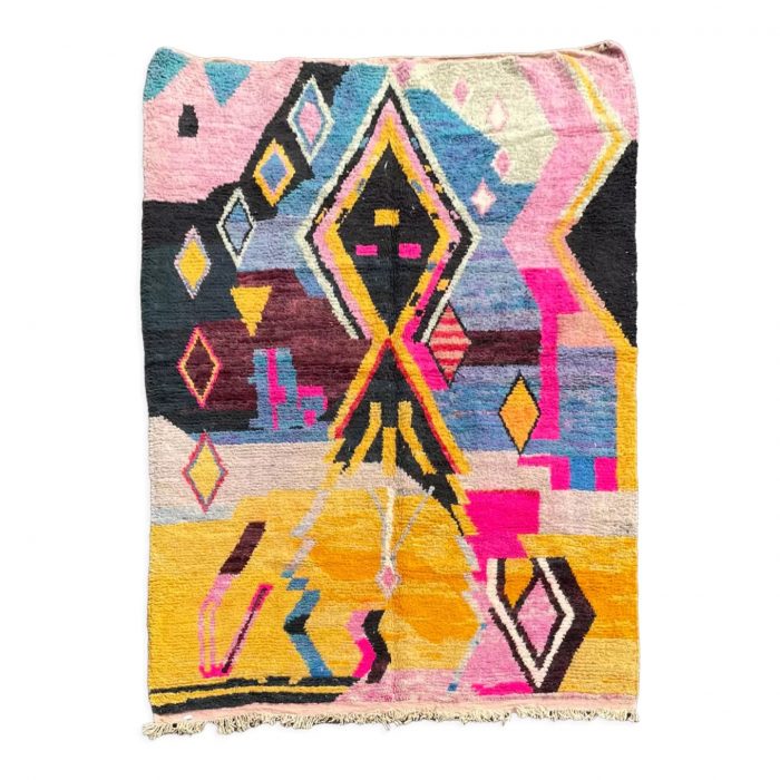 Berber carpet Boujaad multicolor. Abstract motifs typical of Morocco.