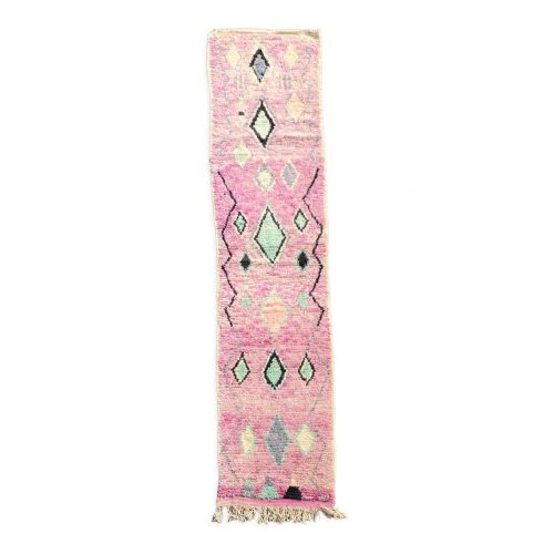 Berber carpet Pink corridor with traditional Moroccan patterns.