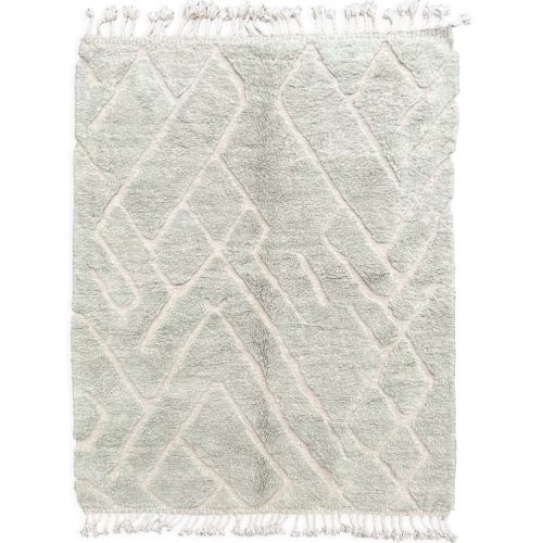 Tapis berbere moderne contemporain avec des motifs uniq abstrait sur une couleur vert d'eau 