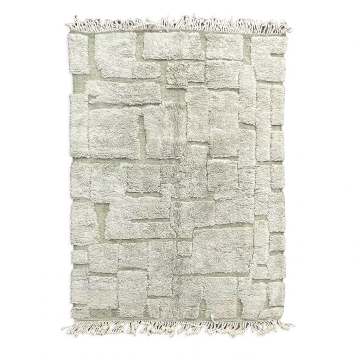 Moroccan Berber carpet Beni Ouarain gray color with geometric patterns thicker and silky.