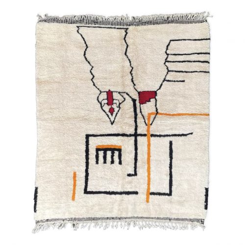 Large Modern Berber Living Room Rug Contemporary Scandinavian with black abstract patterns on an off white background.