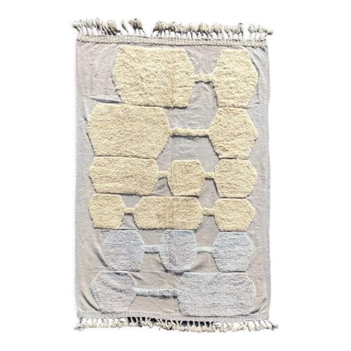 Large Modern Berber Carpet of contemporary style with more abstract patterns beige and gray thicker than the rest of the carpet