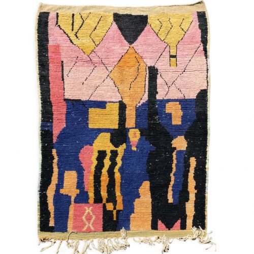 Tapis Berbere Boujaad Aux motifs abstraits multicolores.