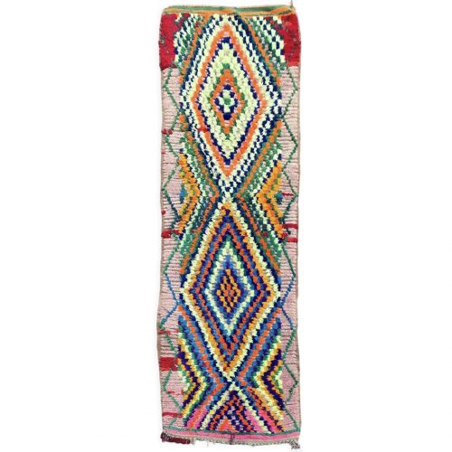 Tapis Berbere Boucheruite avec des losanges colorés fluos. 