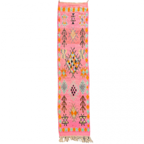 Tapis couloir berbère marocain rose boujaad