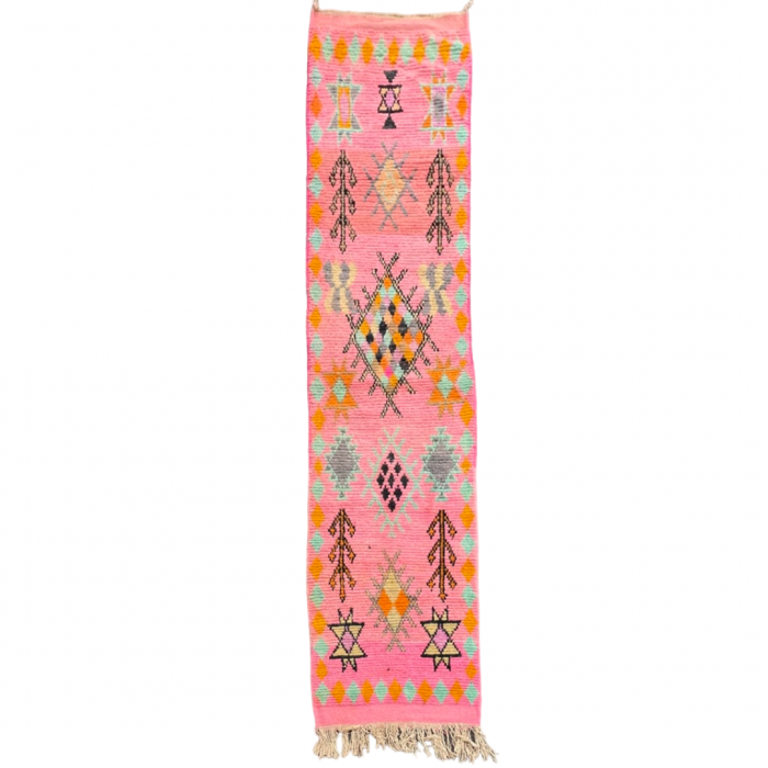 Tapis couloir berbère marocain rose boujaad