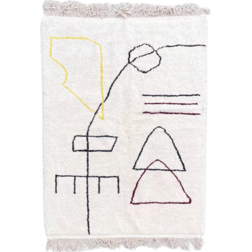 Moroccan Modern Abstract White Rug