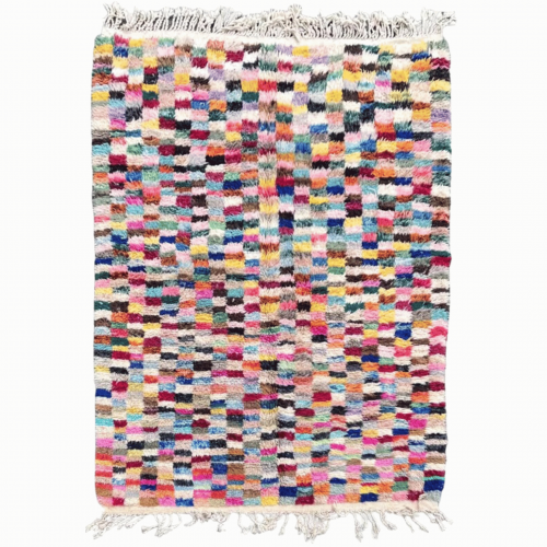 Modern Moroccan Berber carpet Damier multicolor