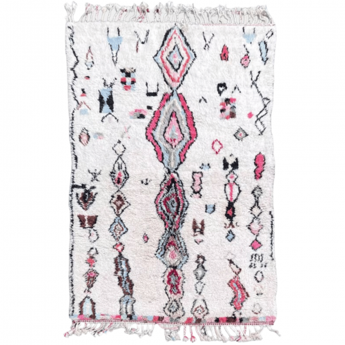 Tapis Berbère Marocain Blanc Vintage 