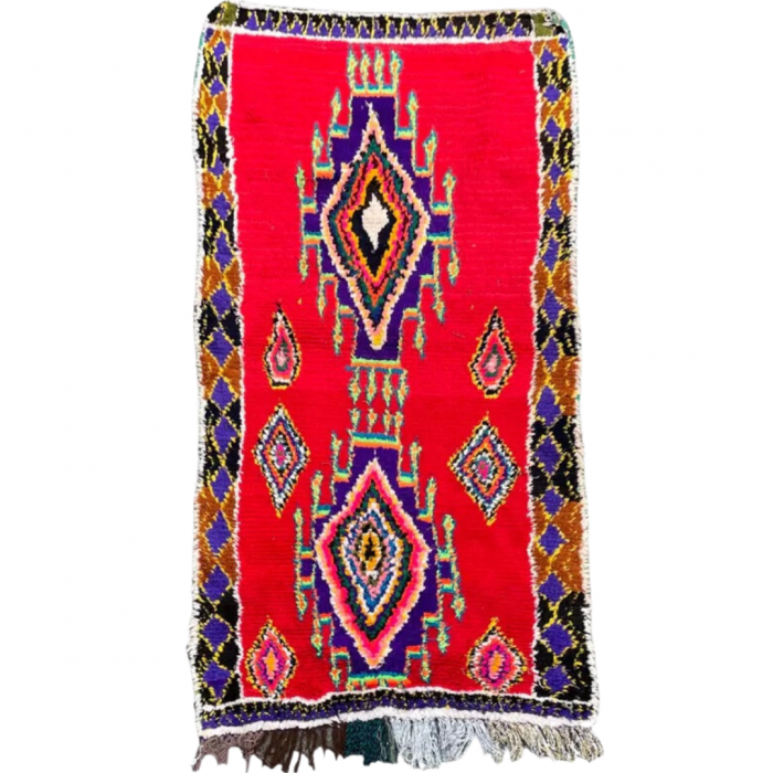 Tapis Berbère Marocain Rouge traditionnel vintage