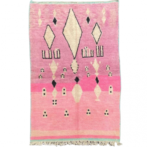 Tapis Berbère Marocain Rose Traditionnel