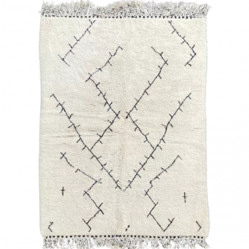 Beni Ouarain Modern Moroccan Berber Carpet White and black