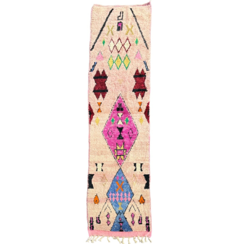 Tapis Berbere Marocain Couloir rose pastel