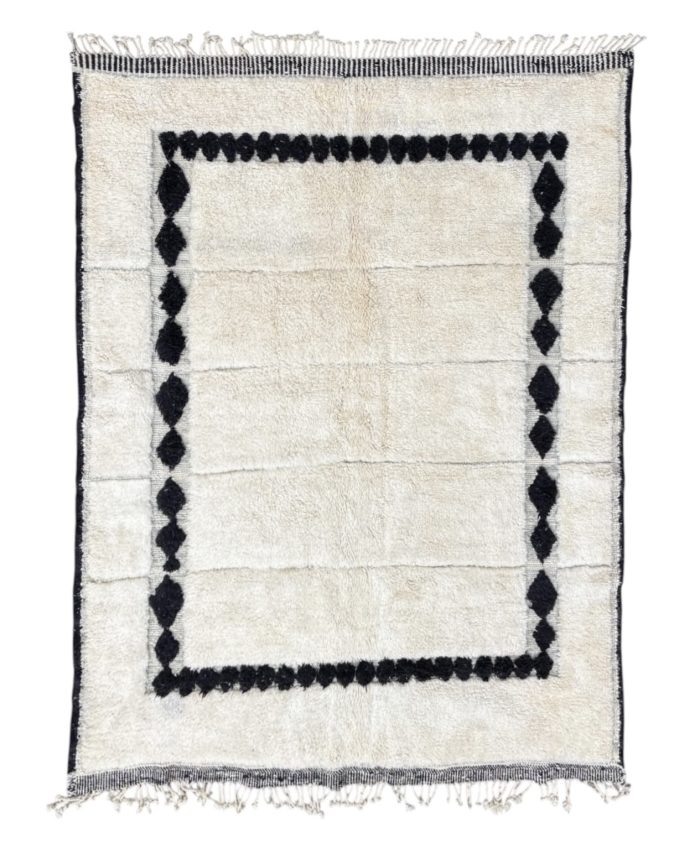tapis marocain blanc unis en laine naturelle