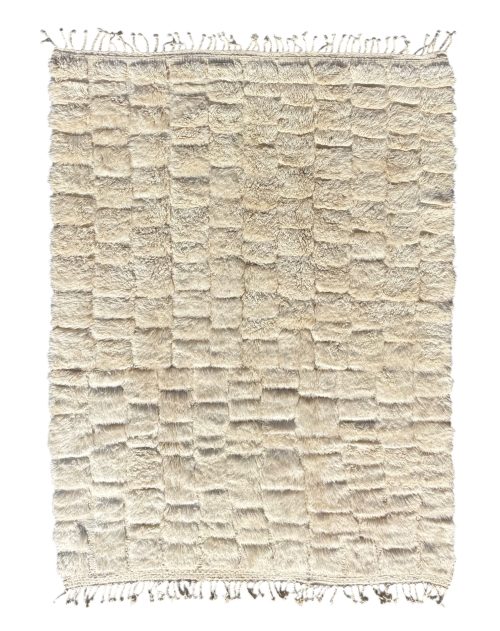 tapis Marocain Mrirt en laine blanc