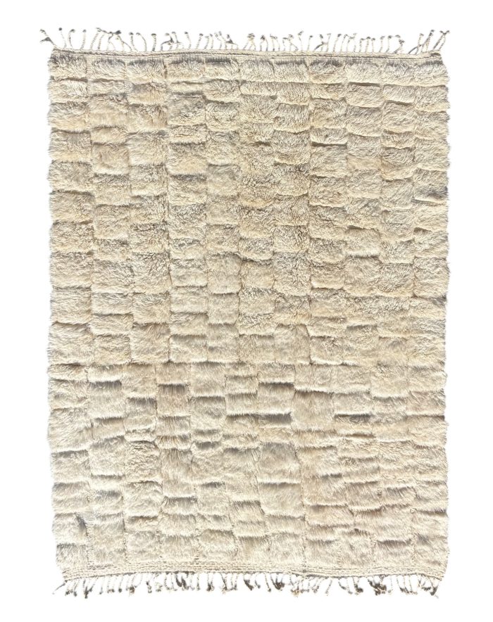 tapis Marocain Mrirt en laine blanc