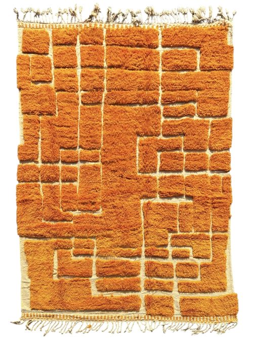 tapis marocain berbere orange ey biege