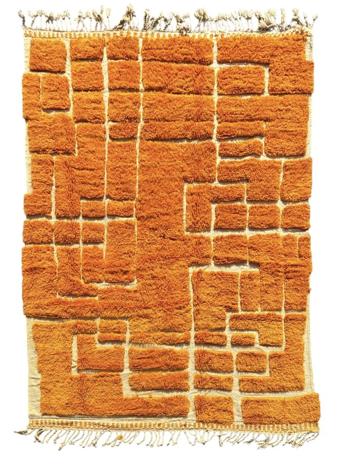 tapis marocain berbere orange ey biege
