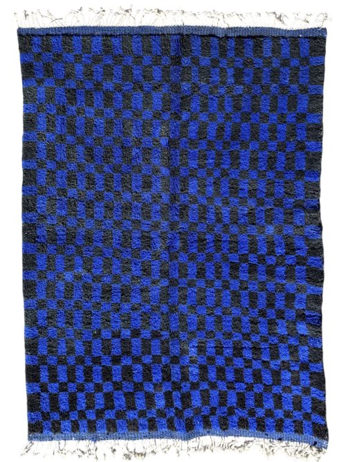 tapis marocain bleu et noir en laine