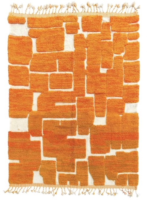 tapis marocain berbere en laine orange