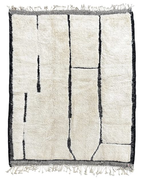 tapis marocain Mrirt en laine blanc