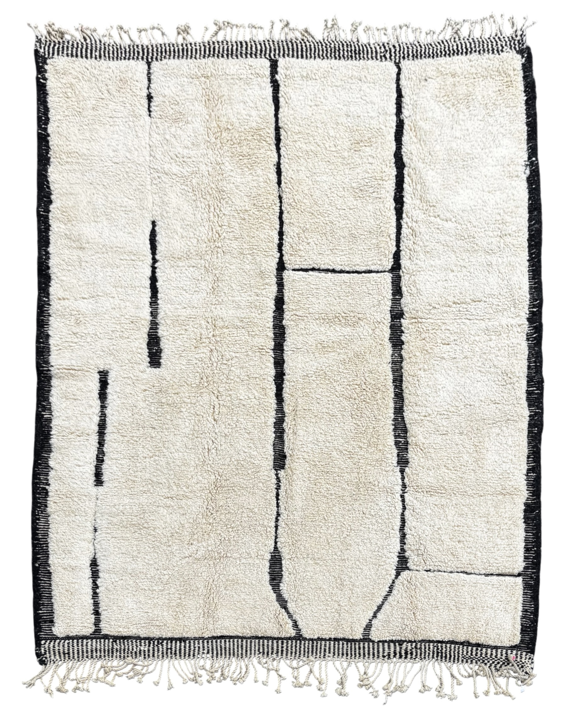 tapis marocain Mrirt en laine blanc