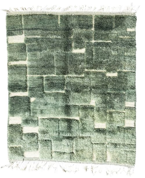 tapis marocain berbere vert en laine