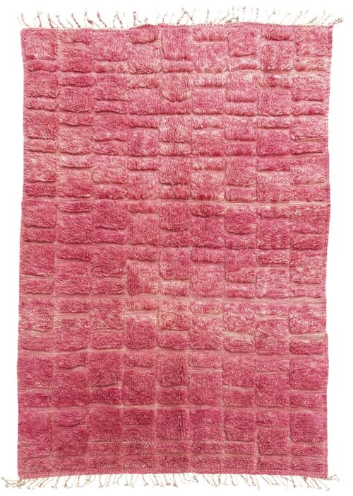 tapis marocain en laine rose